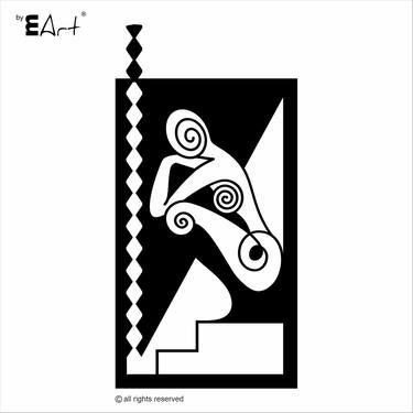 Original Black & White Abstract Sculpture by Marius-Vasile Popescu
