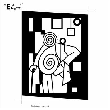 Original Black & White Abstract Sculpture by Marius-Vasile Popescu