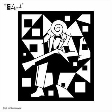 Original Black & White Abstract Sculpture by Marius-Vasile Popescu