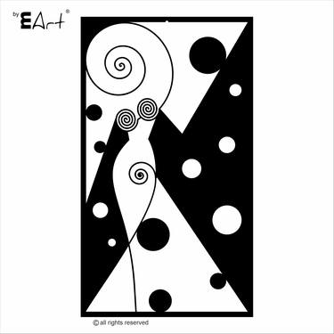 Original Black & White Abstract Sculpture by Marius-Vasile Popescu