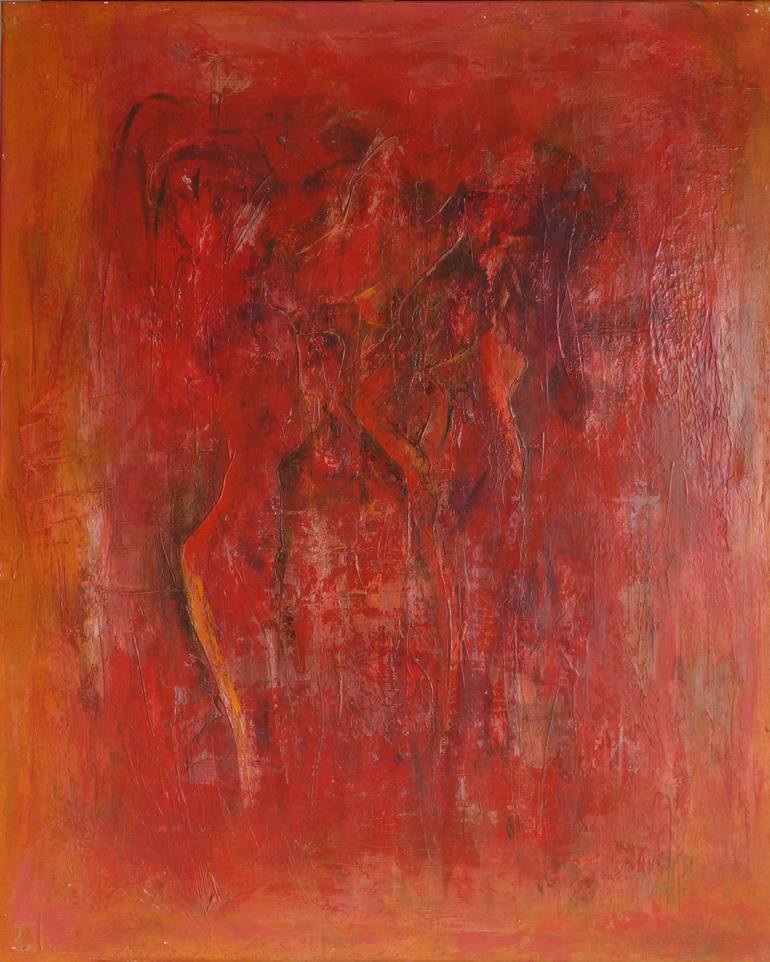 Original Abstract Expressionism People Painting by Doris Duschelbauer