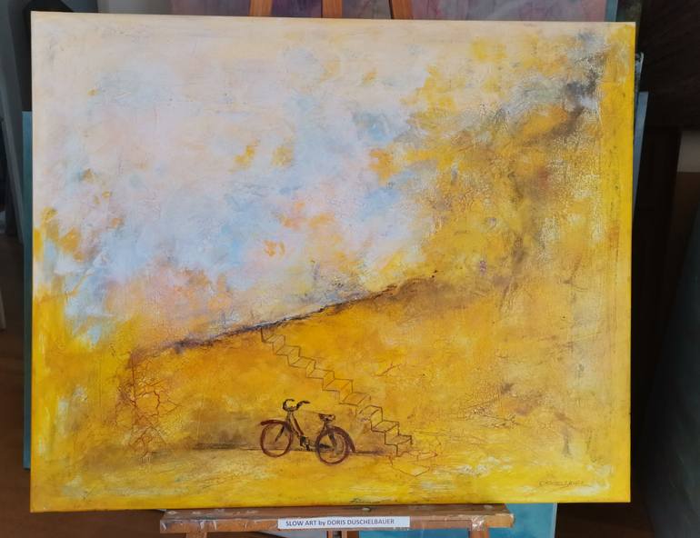 Original Modern Bicycle Painting by Doris Duschelbauer