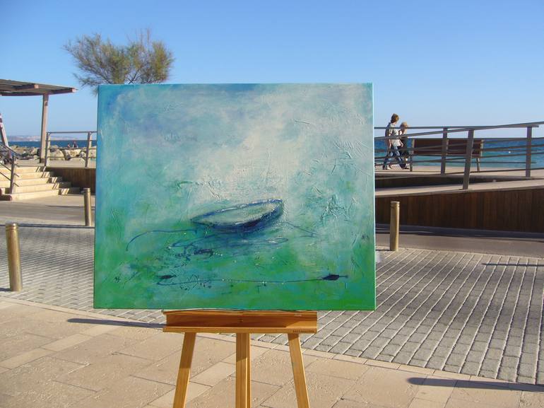 Original Impressionism Boat Painting by Doris Duschelbauer