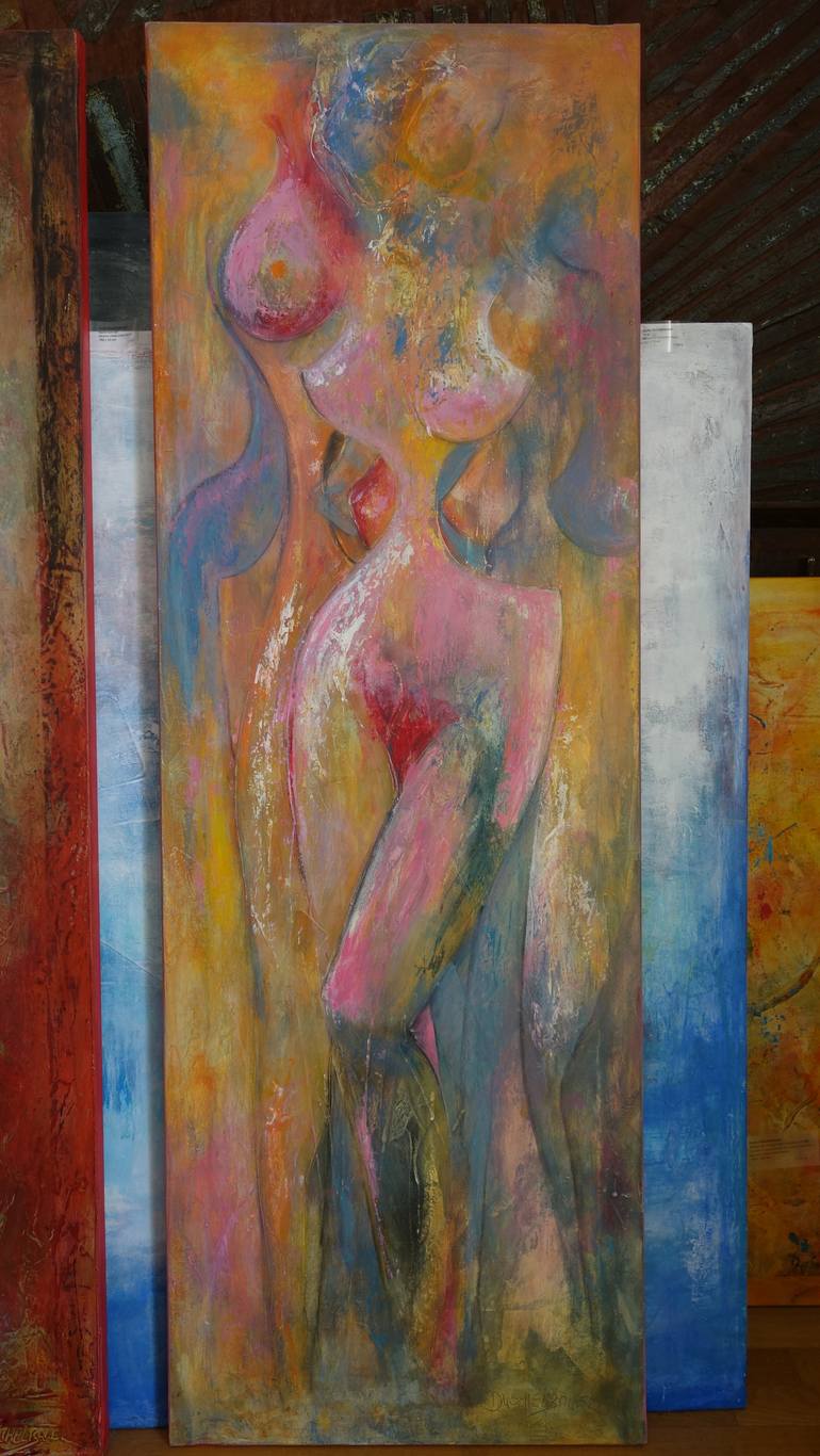 Original Abstract Expressionism Body Painting by Doris Duschelbauer