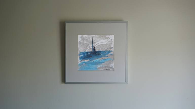 Original Abstract Expressionism Sailboat Painting by Doris Duschelbauer