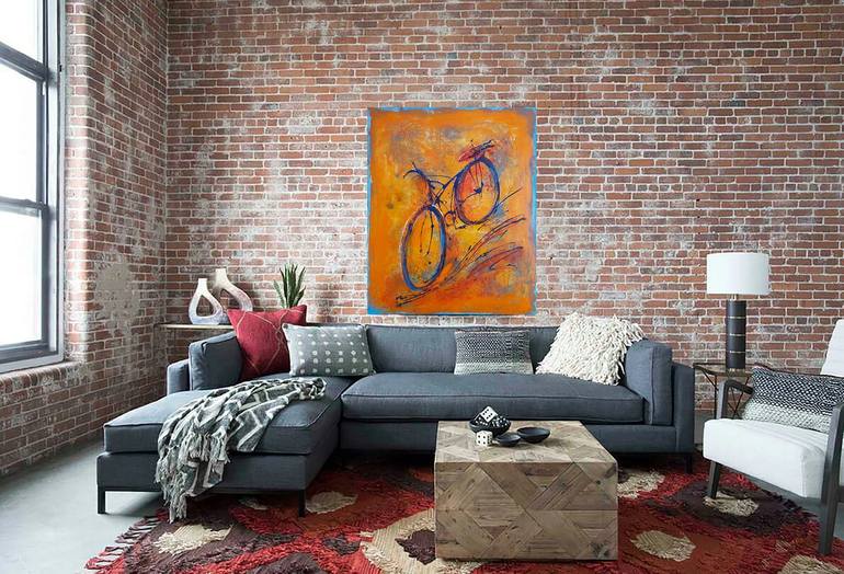 Original Expressionism Bicycle Painting by Doris Duschelbauer