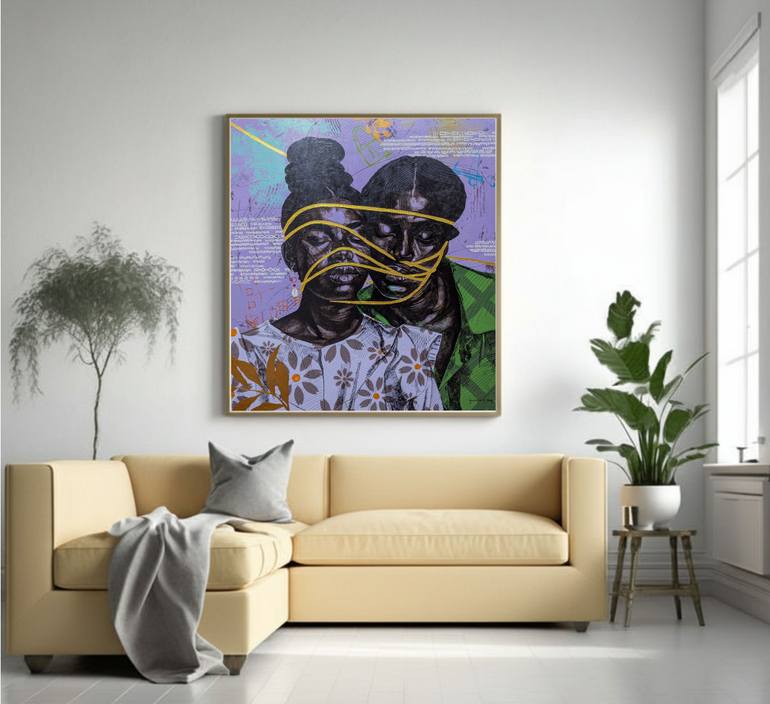 Original Abstract Expressionism Family Painting by Hammed Abolaji Oba