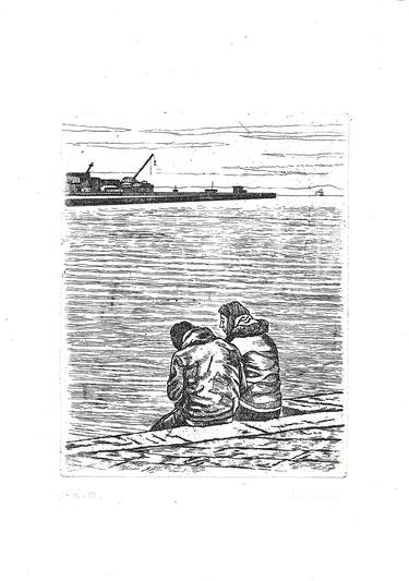 Young couple on the pier thumb