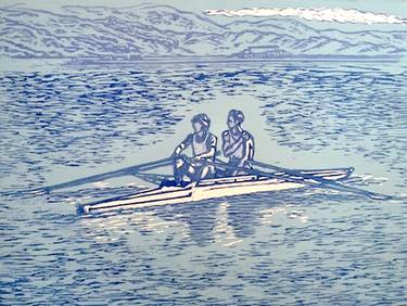 Two rowers and landscape - Limited Edition of 2 thumb
