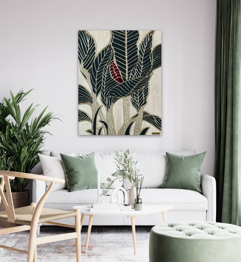 Original Abstract Botanic Painting by Lusi Manukyan