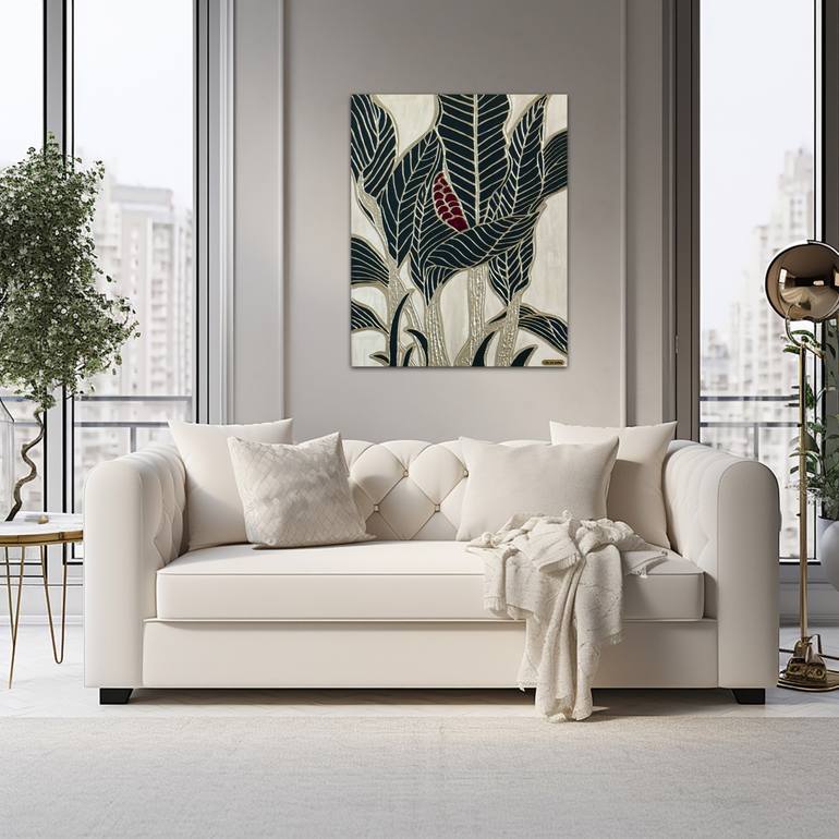 Original Abstract Botanic Painting by Lusi Manukyan