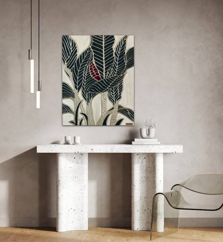 Original Abstract Botanic Painting by Lusi Manukyan