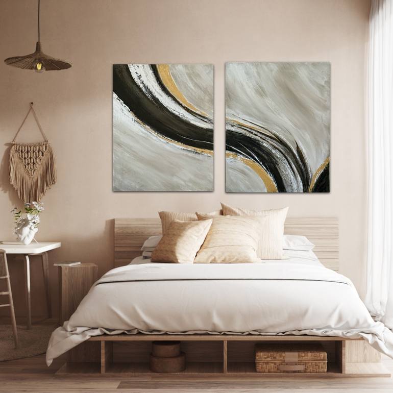 Original Art Deco Abstract Painting by Lusi Manukyan