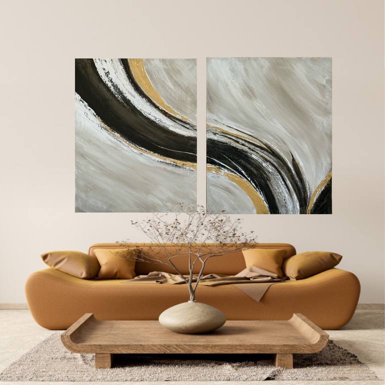 Original Art Deco Abstract Painting by Lusi Manukyan