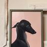 Black Velvet Whippet Portrait in Vintage Frame