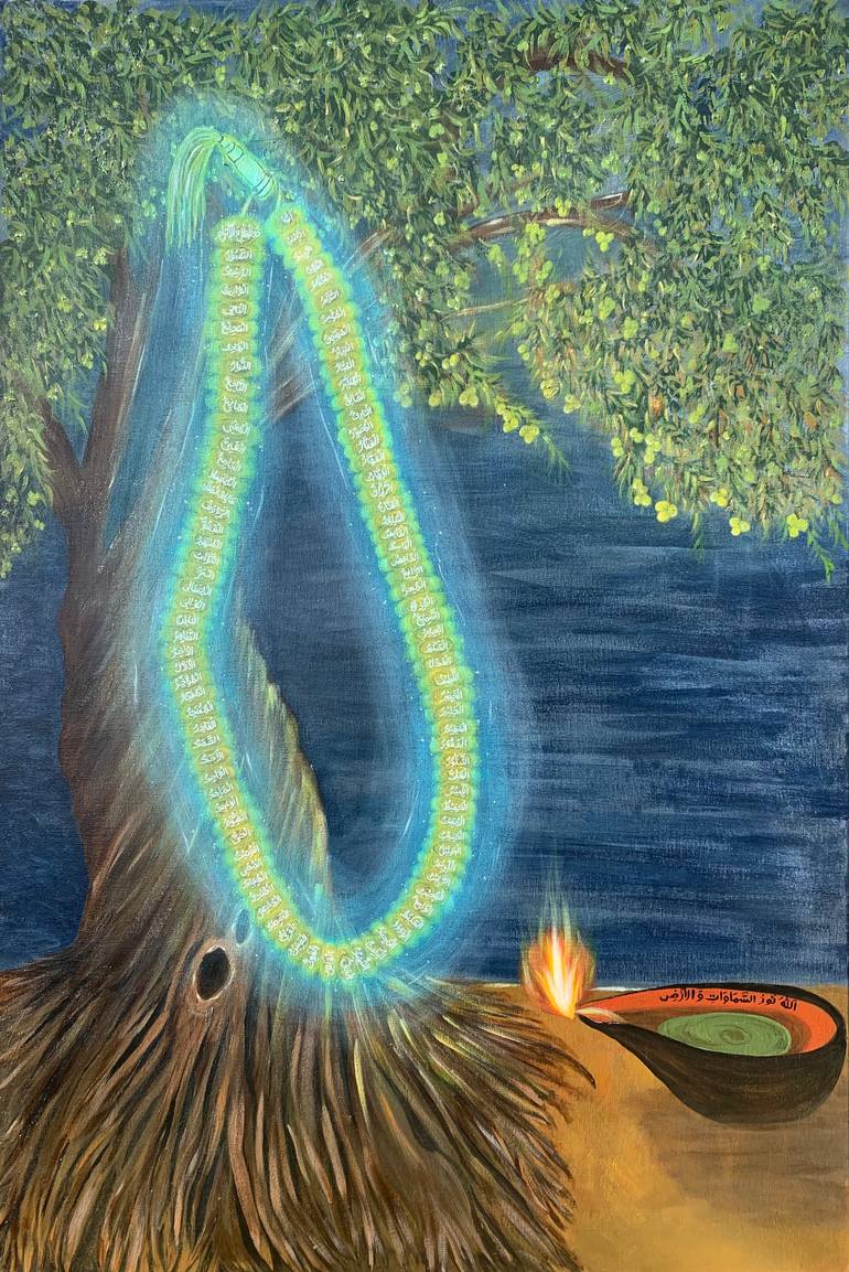 Original Surrealism Calligraphy Painting by Ayesha Mubeen