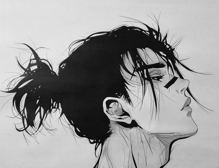 Original Black & White Men Drawing by Nadeesha Lakshan