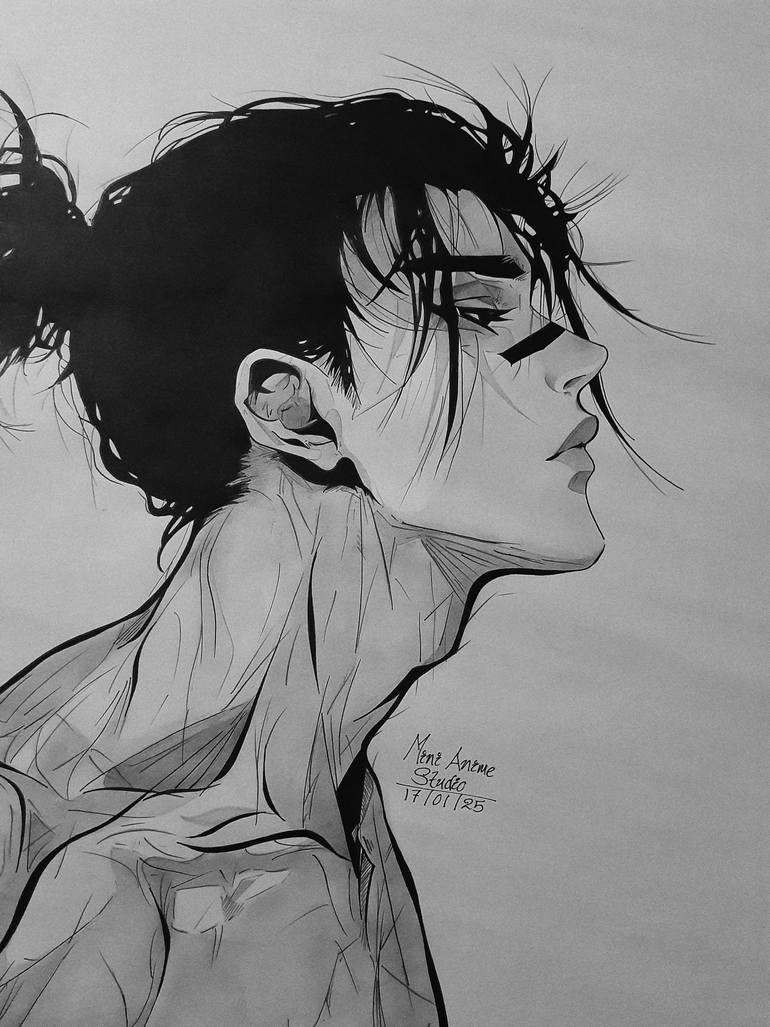Original Black & White Men Drawing by Nadeesha Lakshan