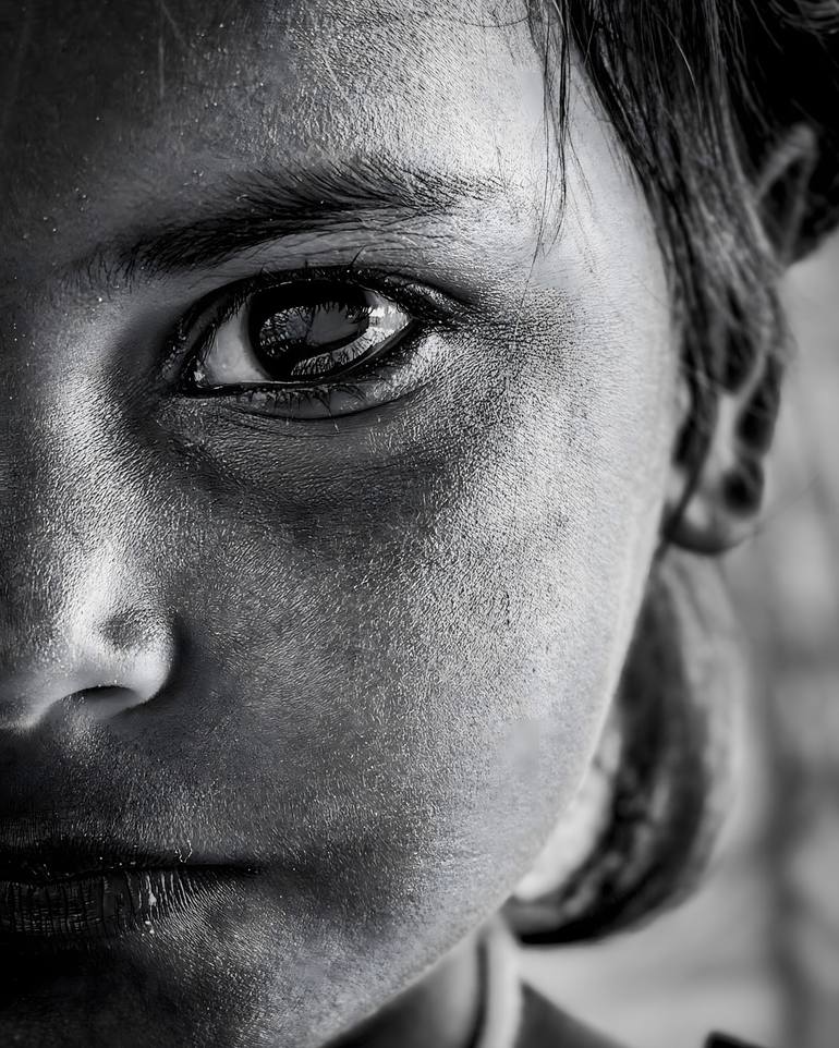 Original Children Photography by Gopakumar T V | Black & White Art on Canvas | The Weight of Knowing