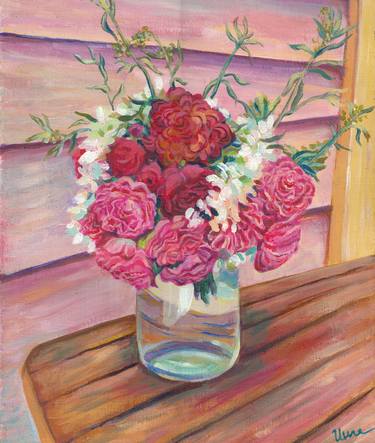 Pink and red flowers - summer bouquet thumb