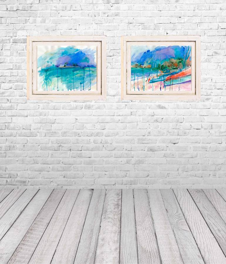 Original Abstract Expressionism Beach Painting by Ina Art