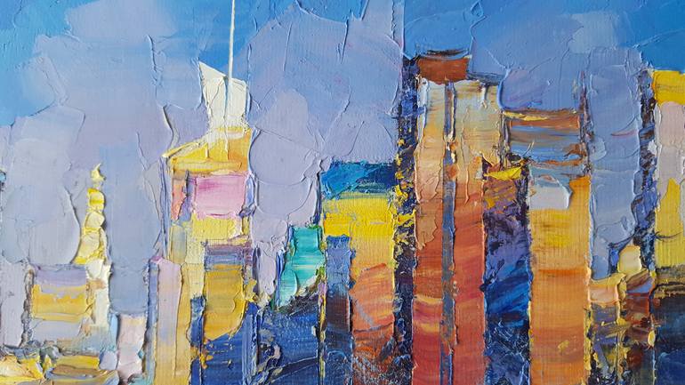 Original Abstract Expressionism Cities Painting by Alex Hook Krioutchkov