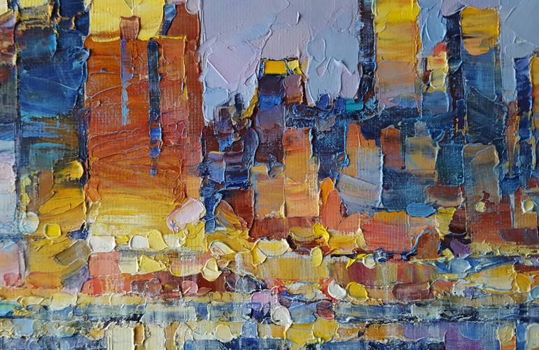 Original Abstract Expressionism Cities Painting by Alex Hook Krioutchkov