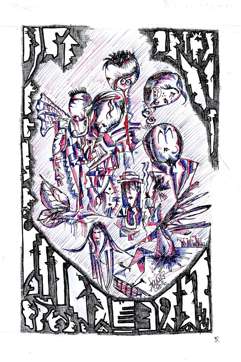 Original Abstract Expressionism Abstract Drawing by Danny Hussyn