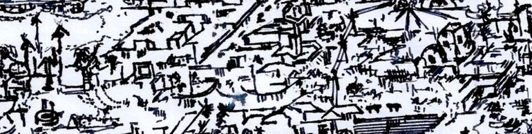 Original Abstract Cities Drawing by Danny Hussyn