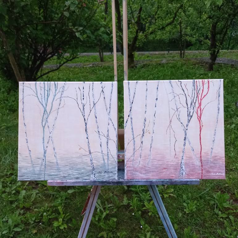 Original Minimalism Nature Painting by Masa Hribernik