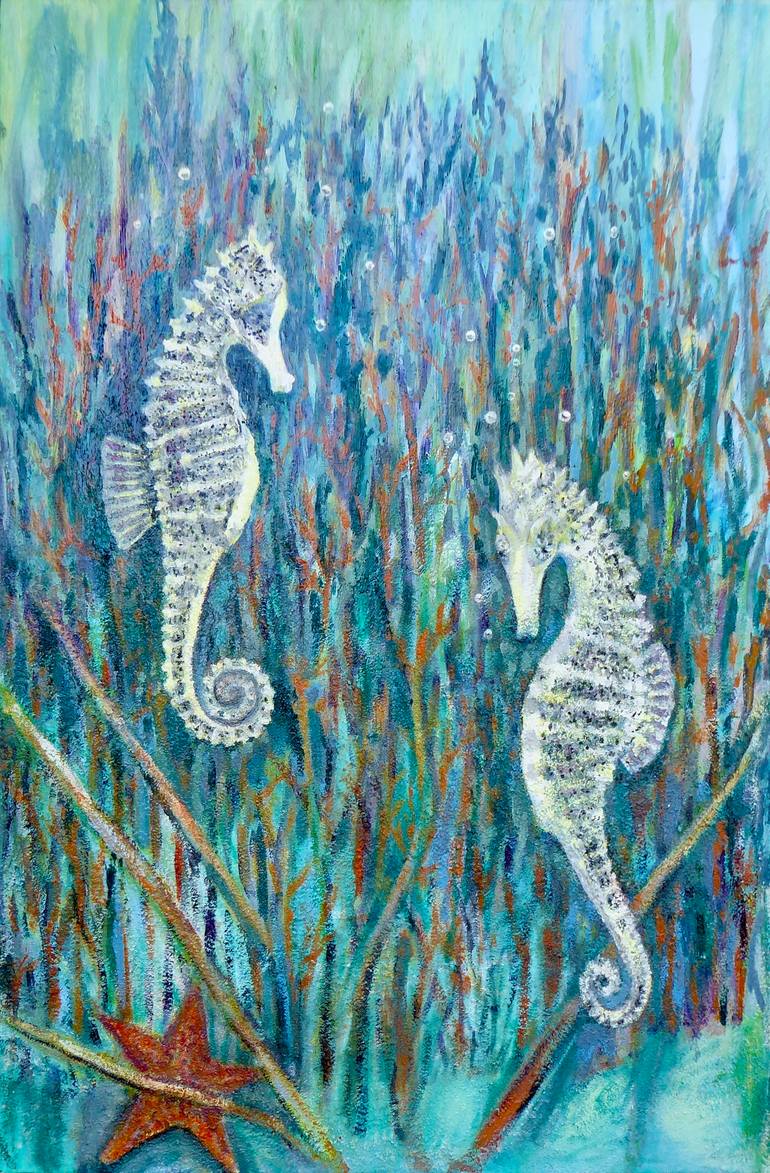 Original Seascape Painting by Kathryn Knightsby | Figurative Art on Canvas | Carry Me (under the sea)