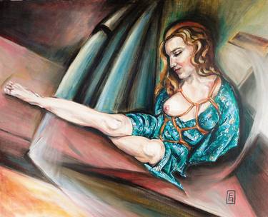 Original Art Deco Erotic Paintings by Eva Genoveva