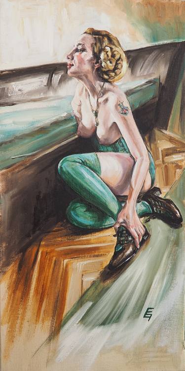 Original Art Deco Erotic Paintings by Eva Genoveva