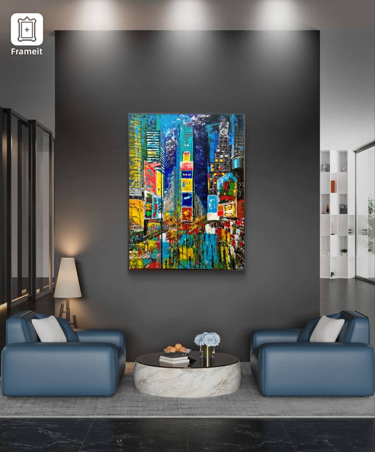 Original Abstract Expressionism Cities Painting by Mykhailo Kesh