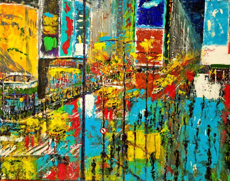 Original Abstract Expressionism Cities Painting by Mykhailo Kesh