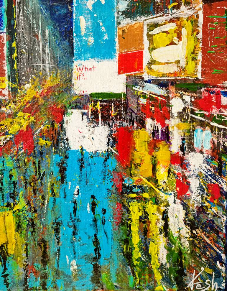 Original Abstract Expressionism Cities Painting by Mykhailo Kesh