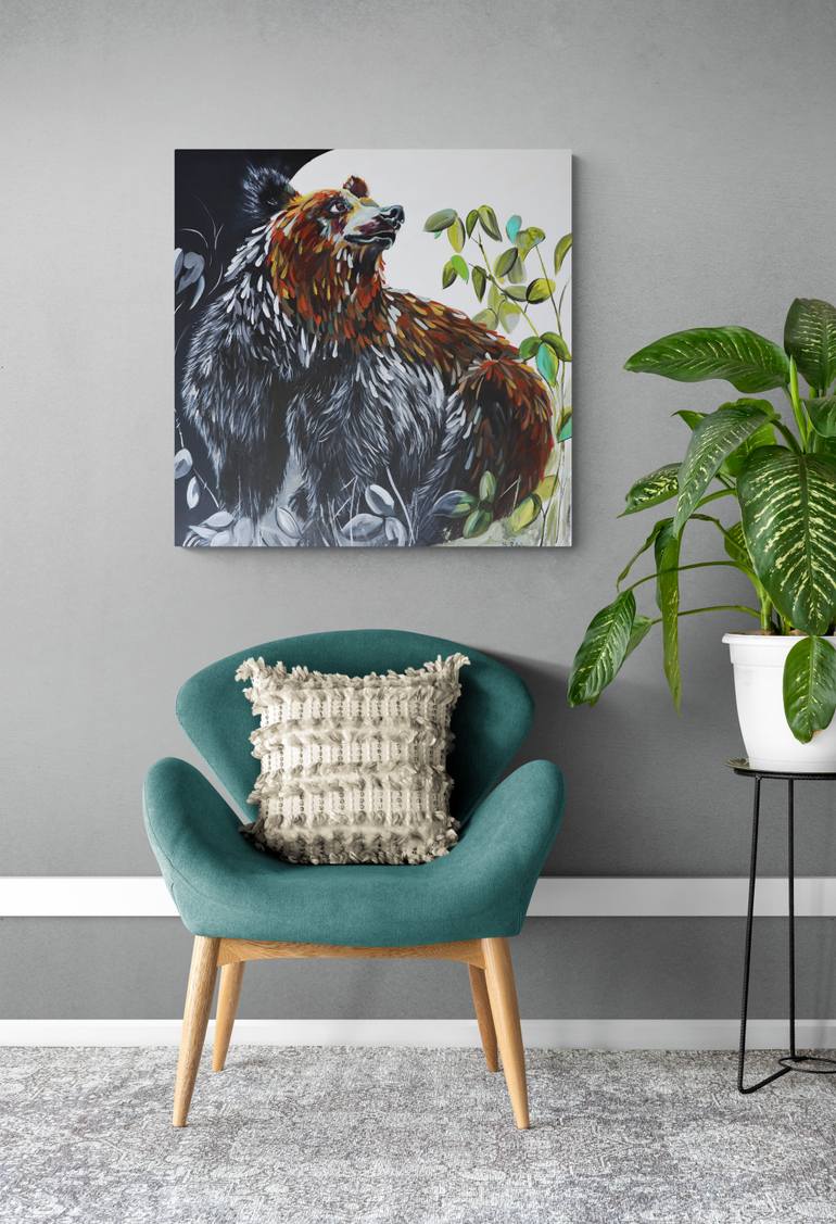 Original Black & White Animal Painting by Marie-Josee Bilodeau