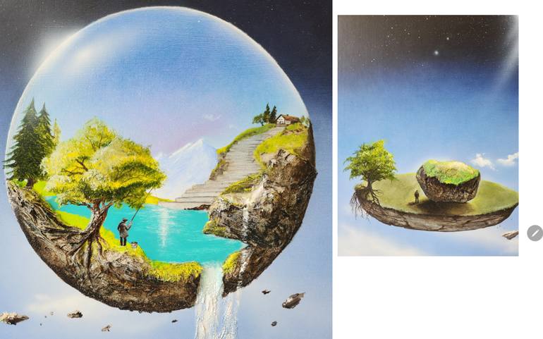 Original Surrealism Fantasy Painting by Caroline Helfer