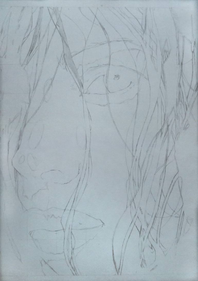 Original Black & White Women Drawing by Dhanus S