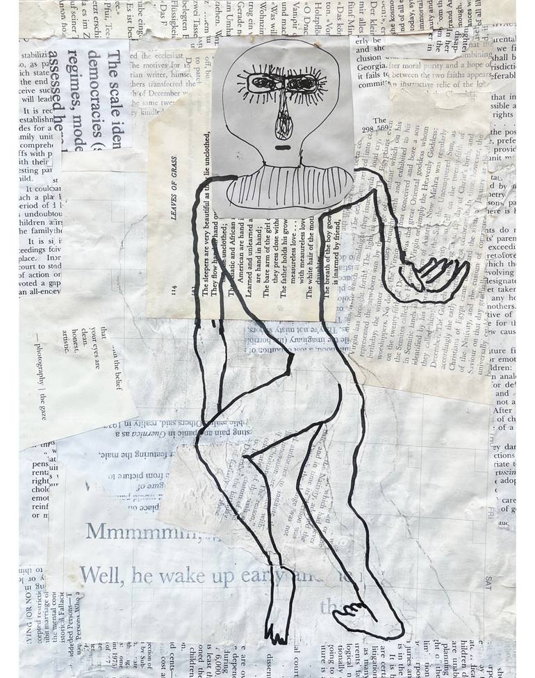 Original Black & White People Drawing by Carol Bruns