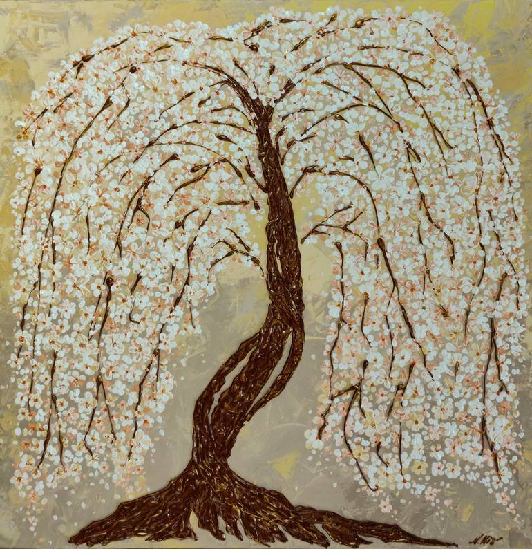 Original Floral Painting by Natalia Kison | Abstract Art on Acrylic | The Tree of Wishes