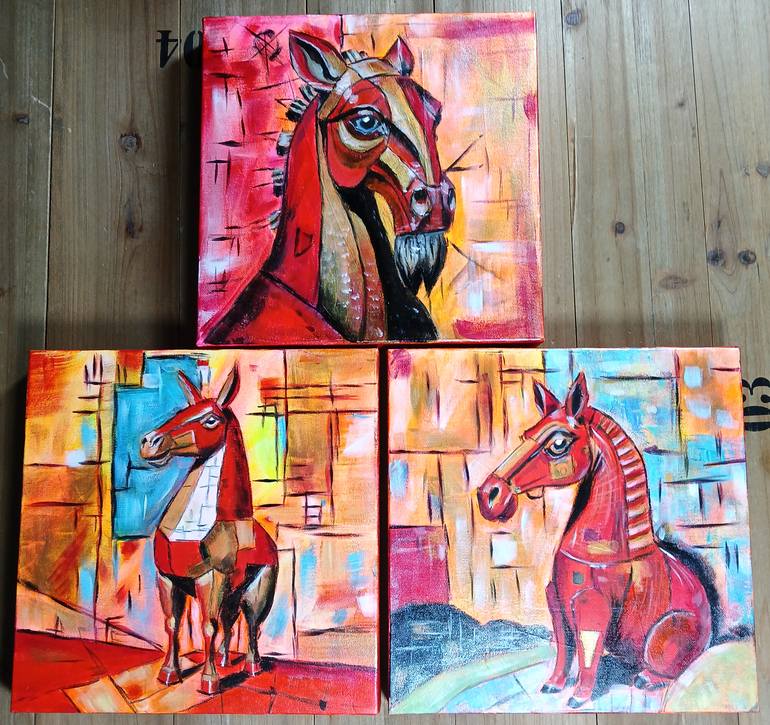 Original Expressionism Horse Painting by Chrys Oak