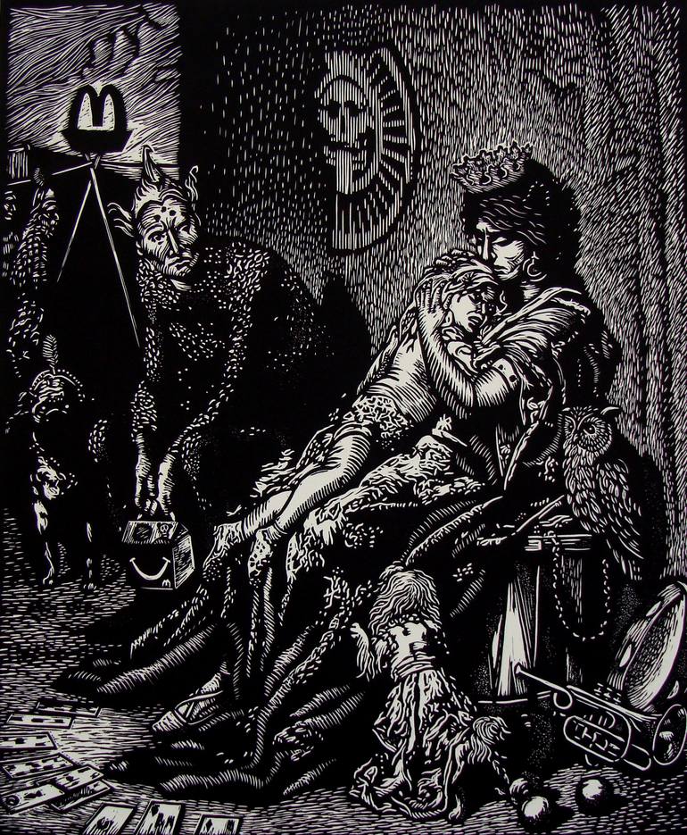 Love reflects on Death print by Gustave Doré