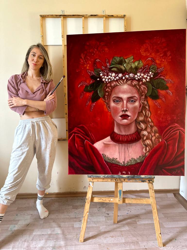 Original Art Deco Women Painting by Sibel Çolak