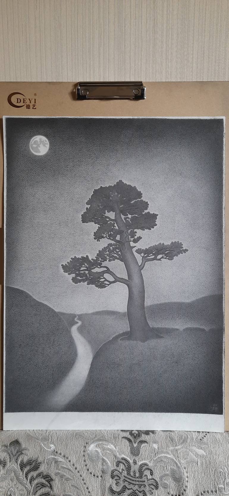Original Black & White Landscape Drawing by Viacheslav Abasheev