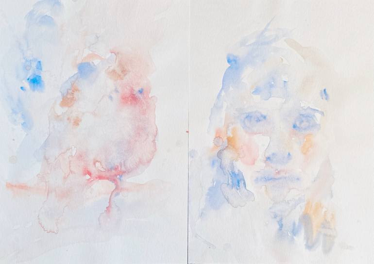 Between Presence and Memory — Diptych 2-x Original Painting by alina hinailo