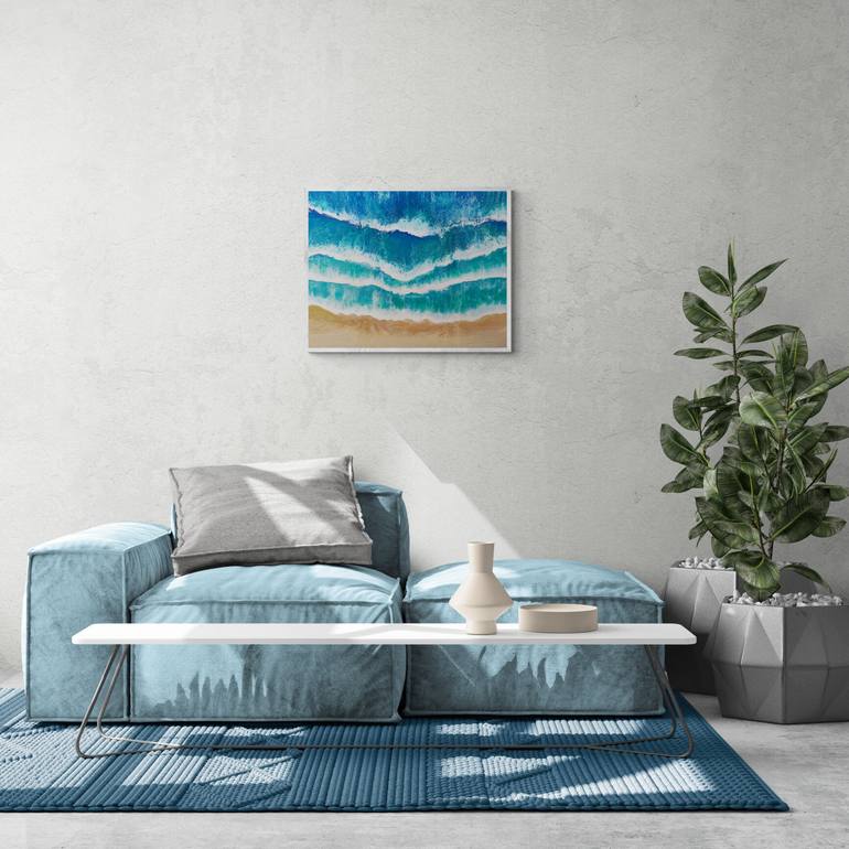 Original Abstract Expressionism Beach Painting by Leslie Lachiche