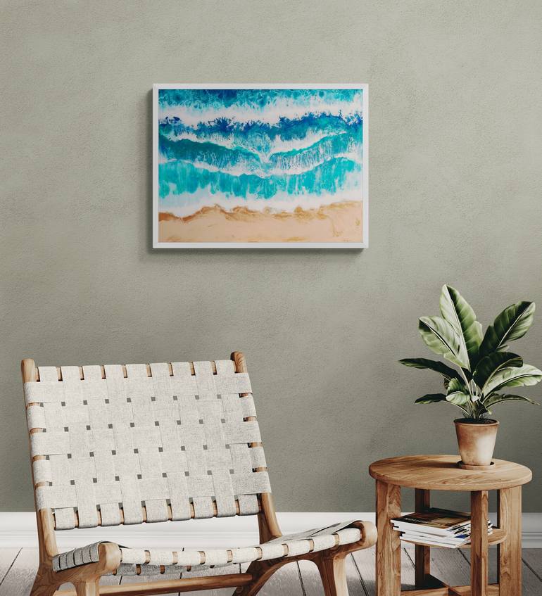 Original Abstract Expressionism Beach Painting by Leslie Lachiche