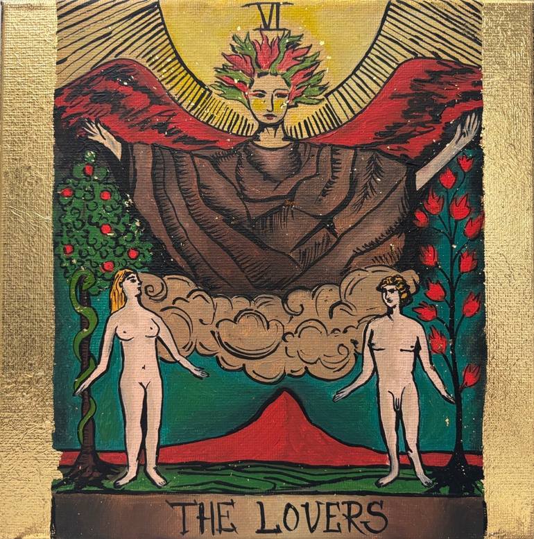 Tarot Wall Art The Lovers 6 Major Arcana Painting by Tetiana