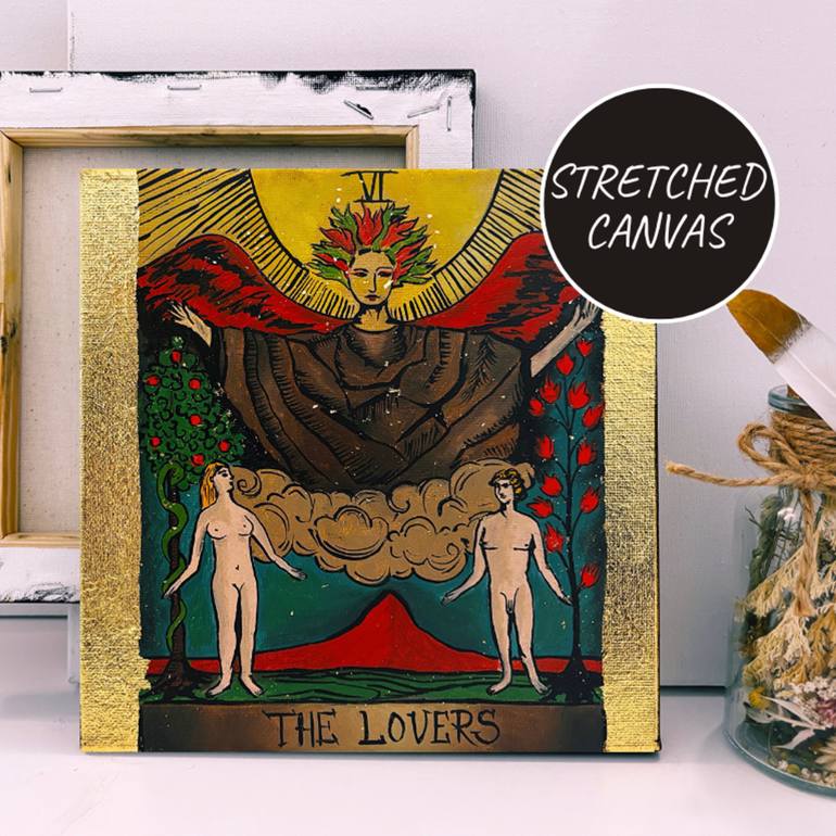 Tarot Wall Art The Lovers 6 Major Arcana Painting by Tetiana